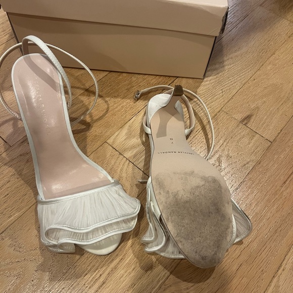Loeffler Randall Pearl Estella Ruffle Heeled Sandal Sz 7 - Picture 9 of 11